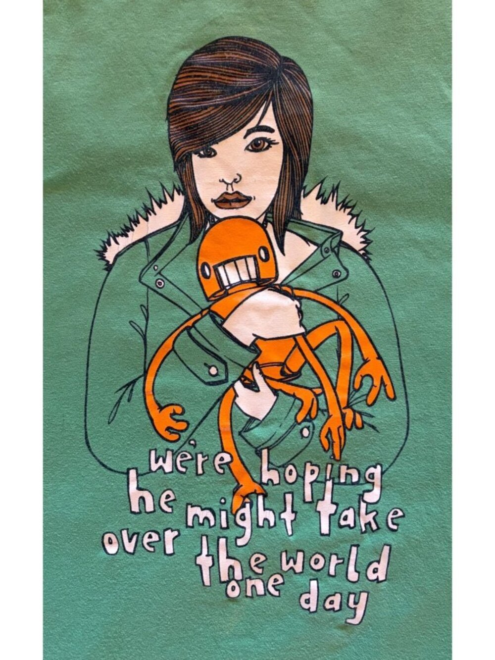 Vintage Y2K Indie FYOKD Robot Shirt M Baby Tee Graphic Cyber AI Humor Funny